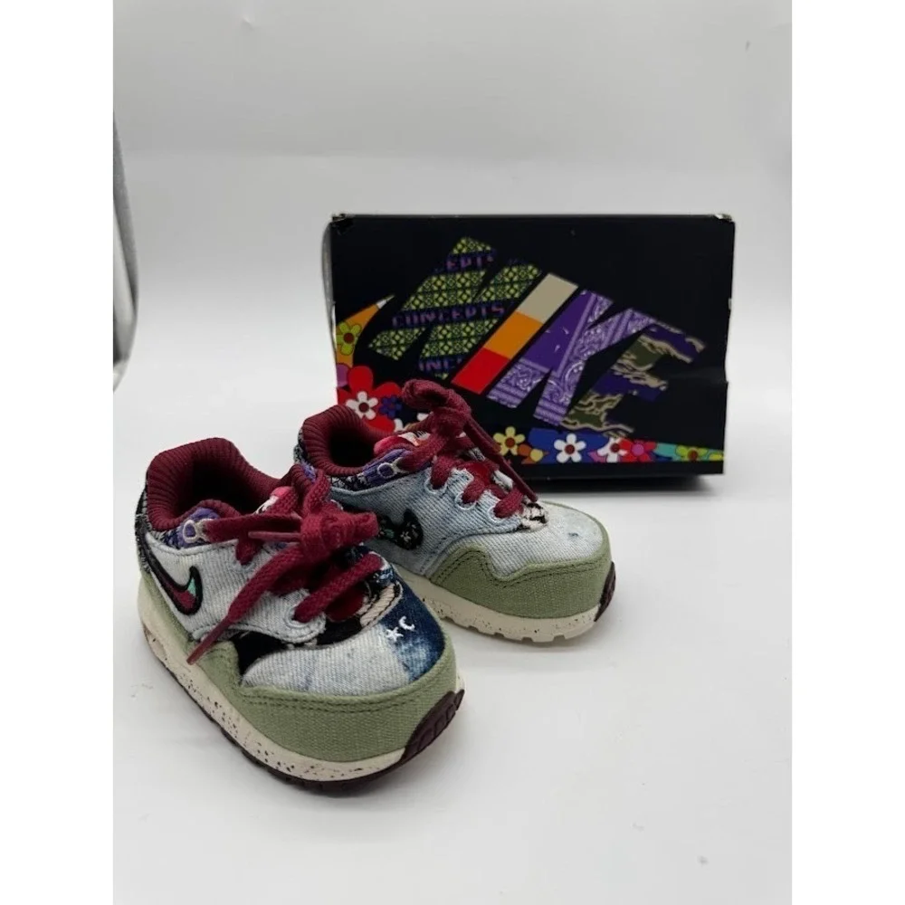 Nike Air Max 1 TD x Concepts Mellow Denim Patchwork Sneakers DR2363-400 Size 4C